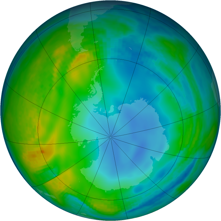Antarctic ozone map for 07 June 1986